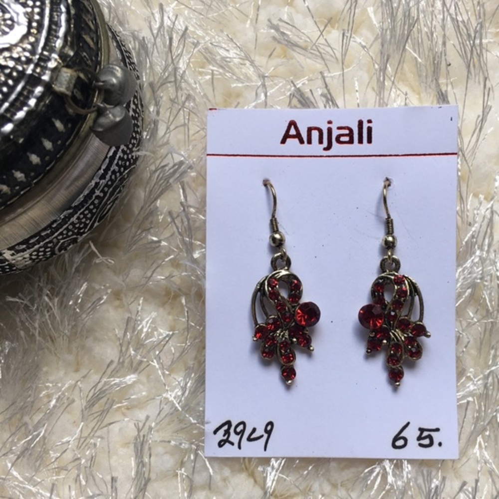 Silver & Red Small Chandelier Earrings
